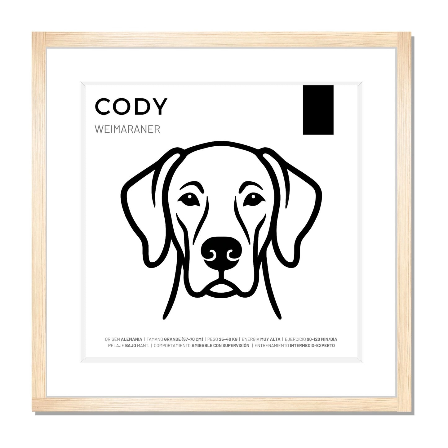 Weimaraner — Cuadro de mascota personalizado