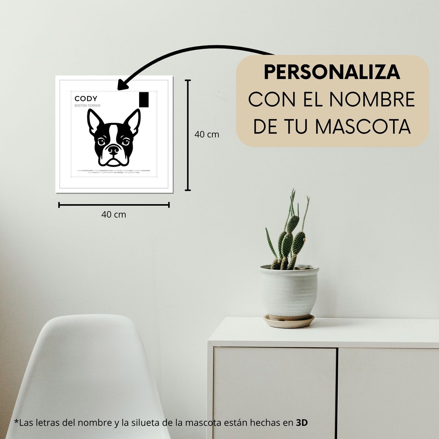 Boston Terrier — Cuadro de mascota personalizado