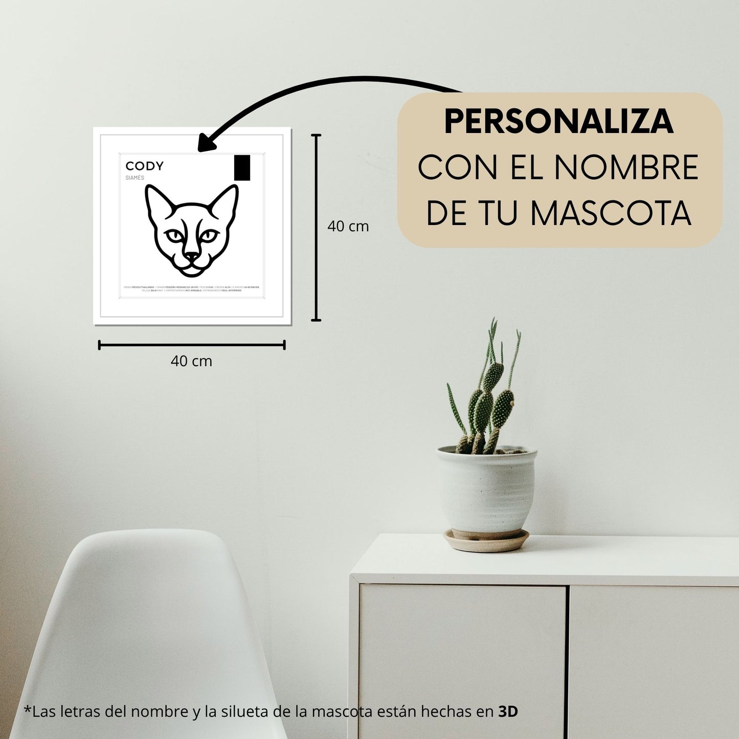 Siamés — Cuadro de mascota personalizado