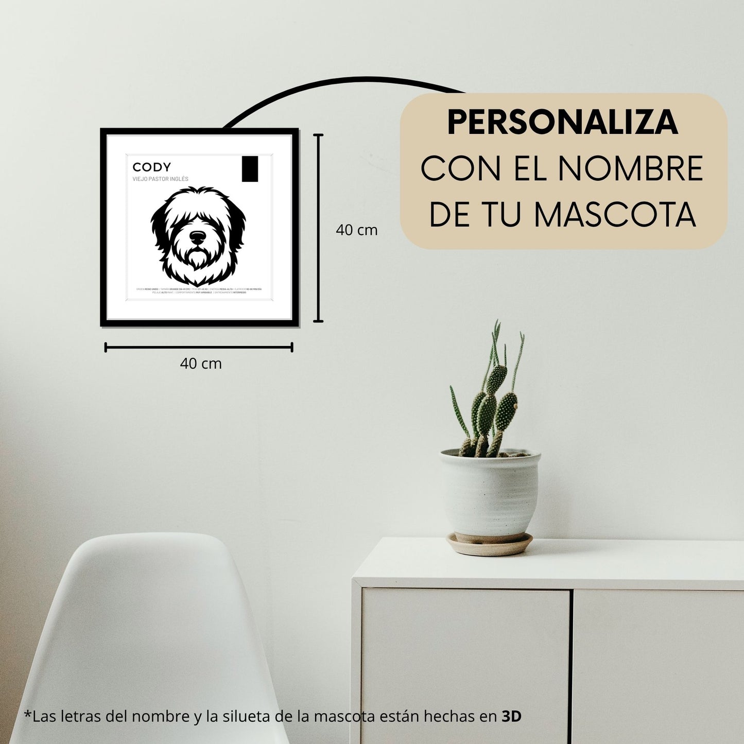 Viejo Pastor Inglés — Cuadro de mascota personalizado