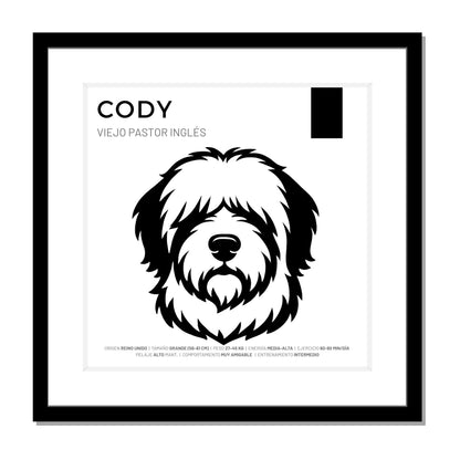Viejo Pastor Inglés — Cuadro de mascota personalizado