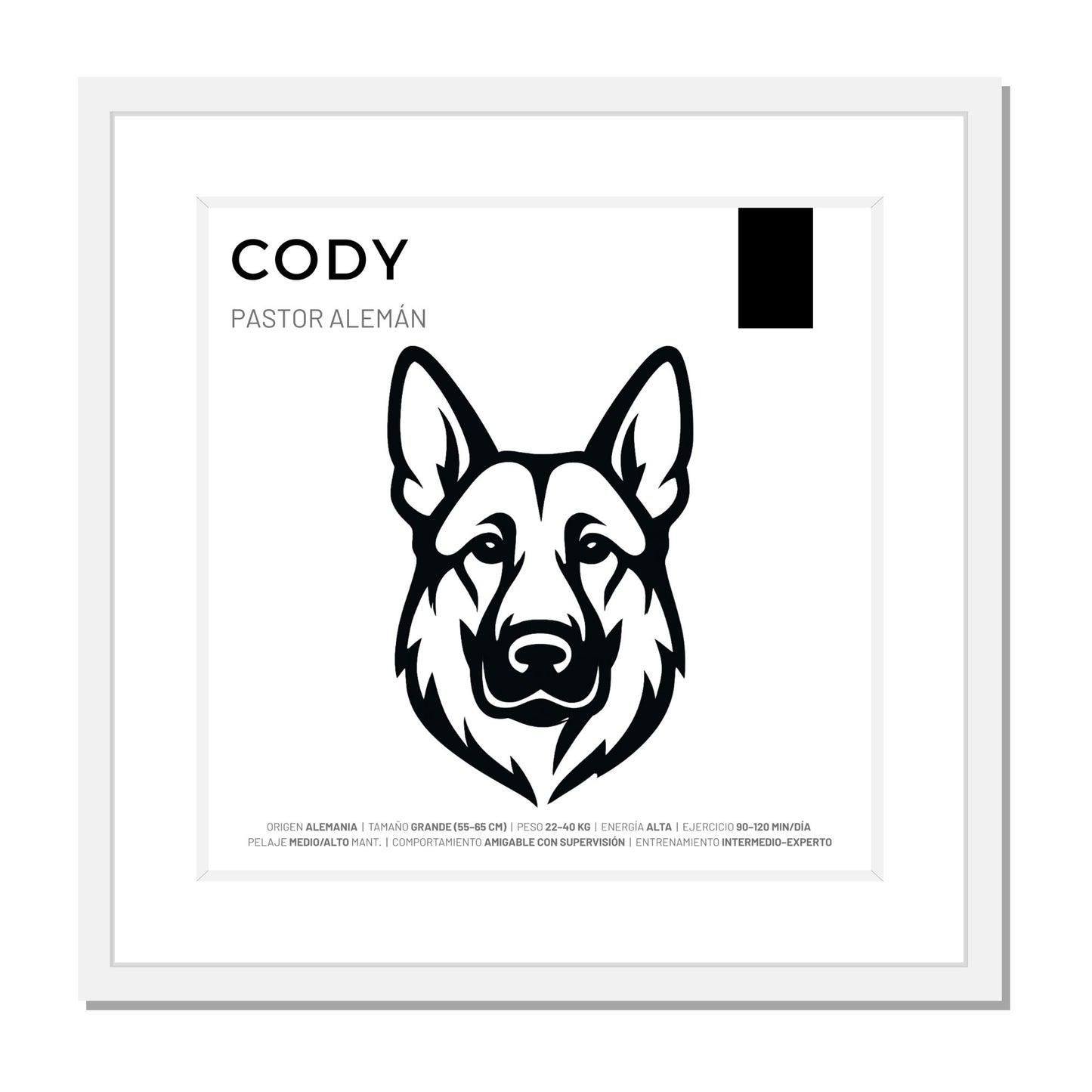 Pastor Alemán — Cuadro de mascota personalizado