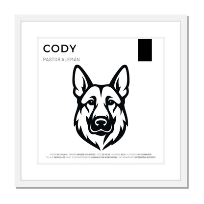 Pastor Alemán — Cuadro de mascota personalizado