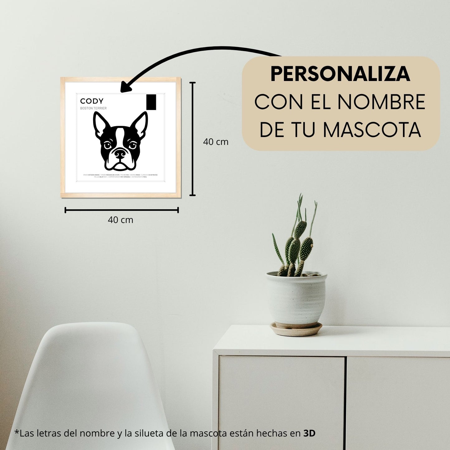 Boston Terrier — Cuadro de mascota personalizado