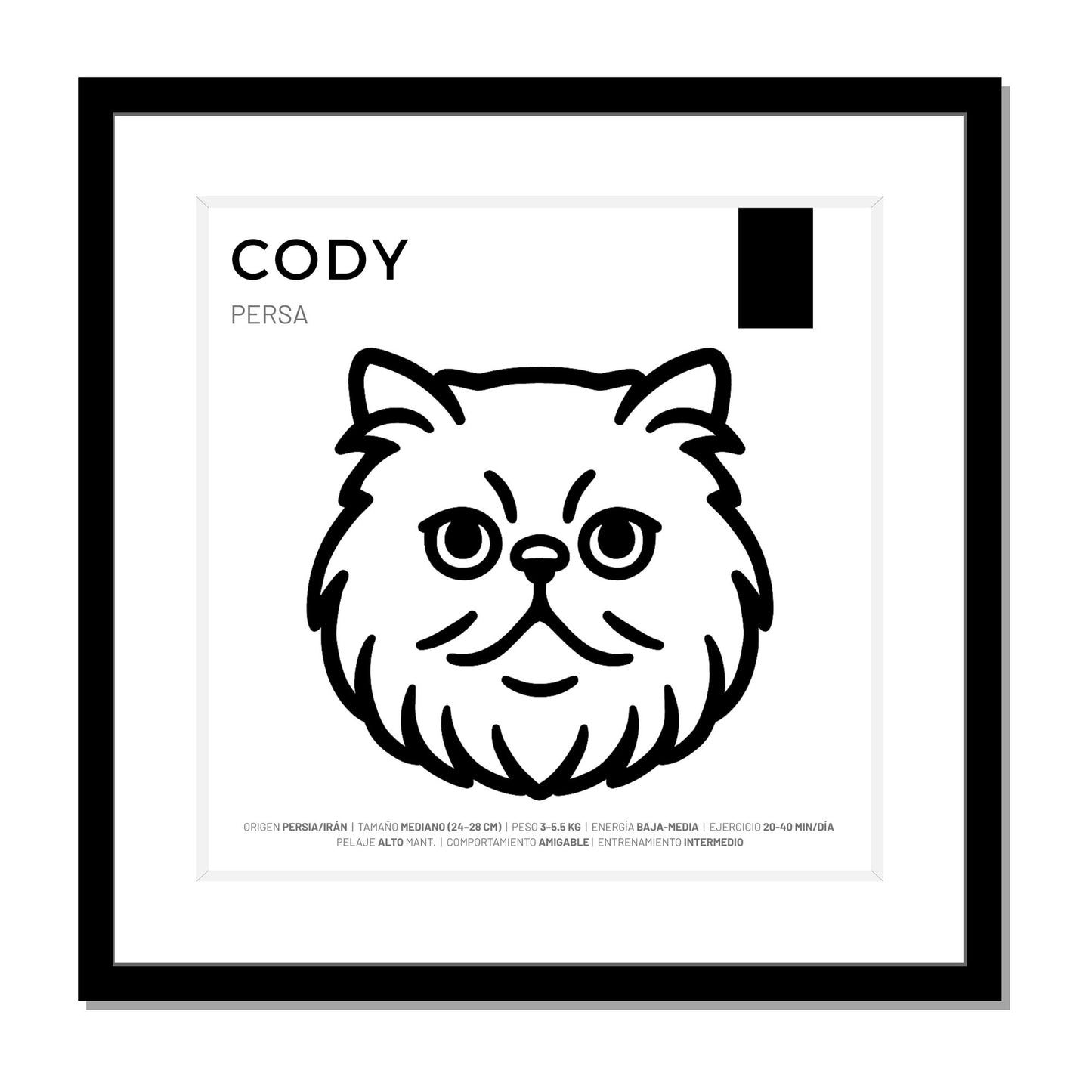 Persa — Cuadro de mascota personalizado