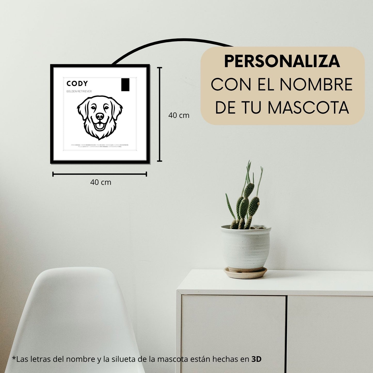Golden Retriever — Cuadro de mascota personalizado