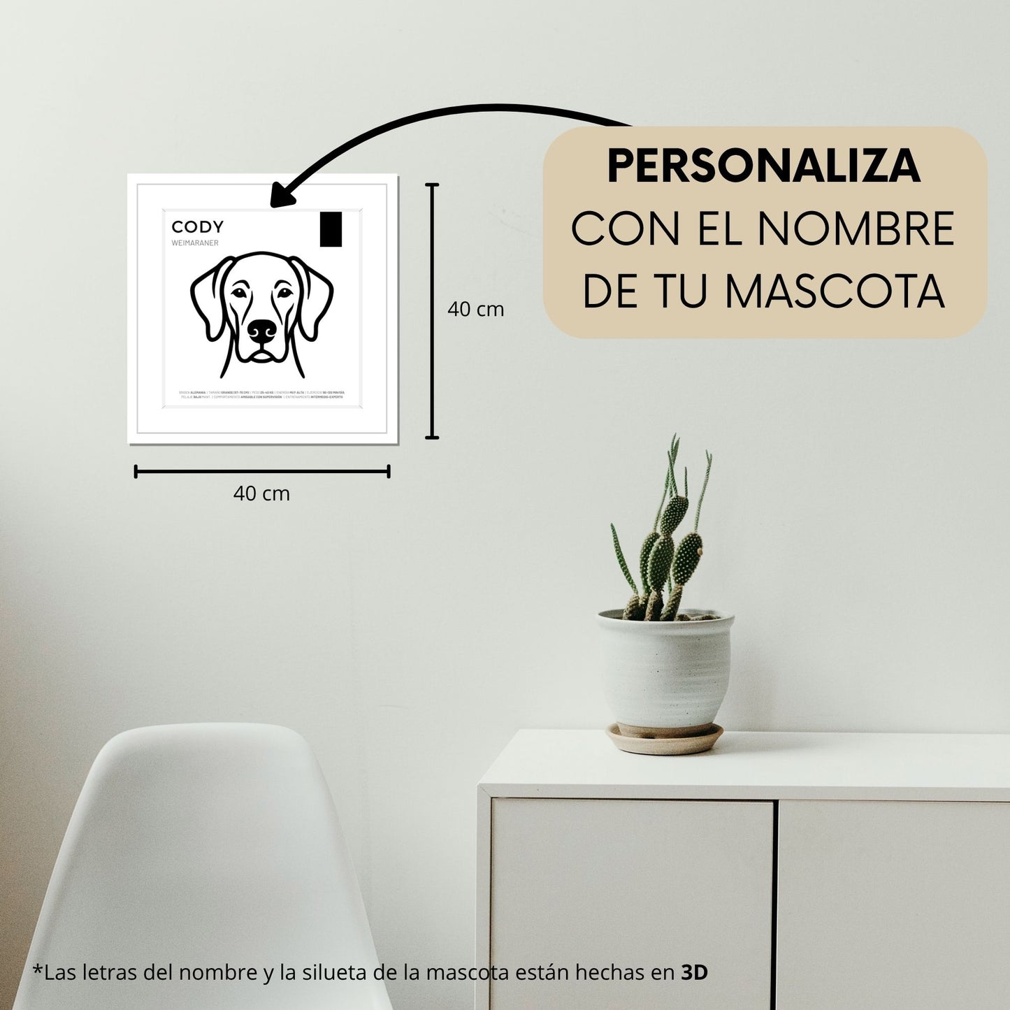 Weimaraner — Cuadro de mascota personalizado