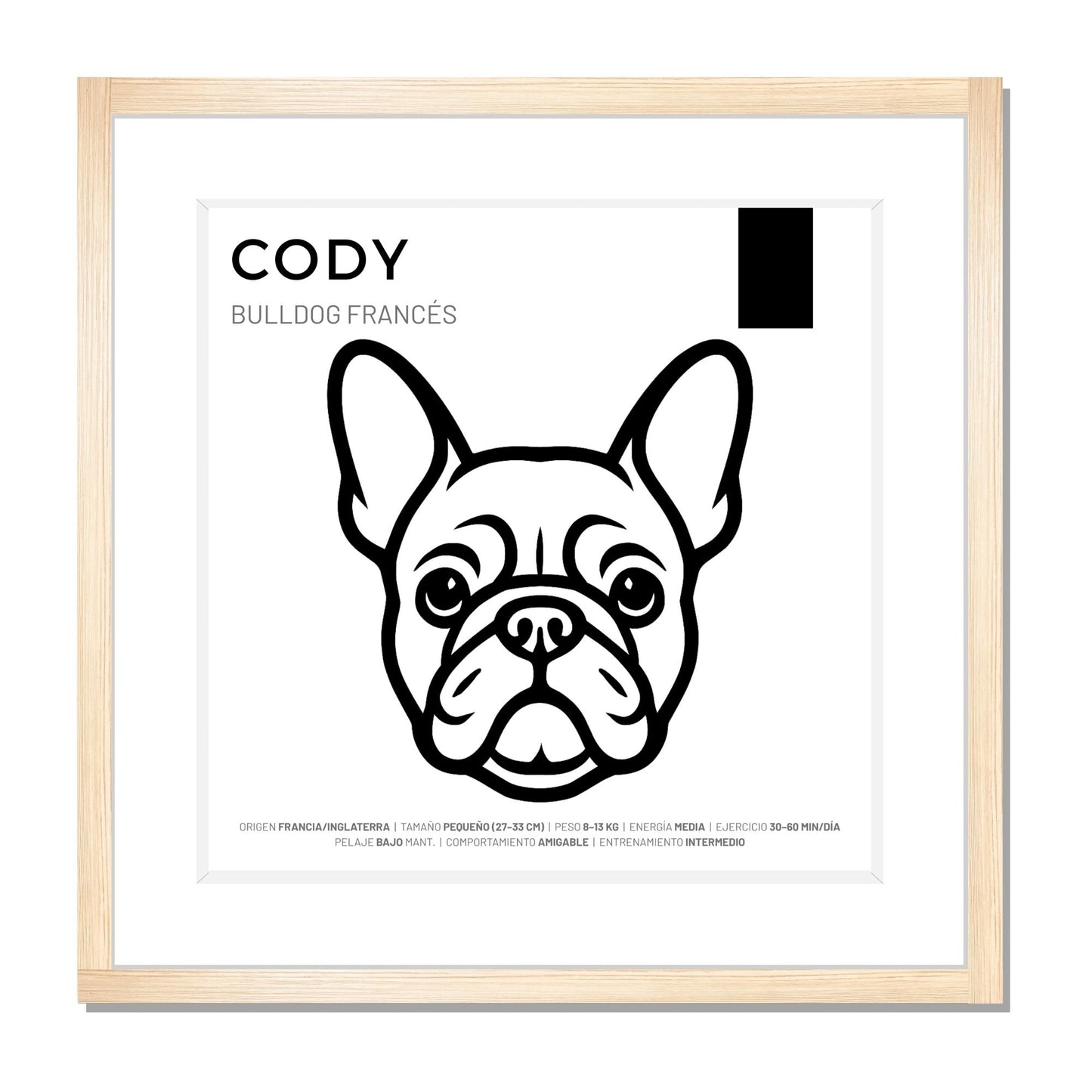 Bulldog Francés — Cuadro de mascota personalizado