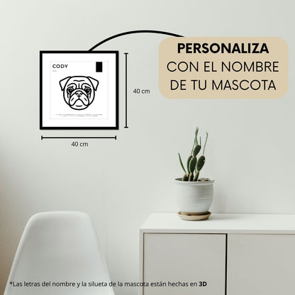 Pug — Cuadro de mascota personalizado