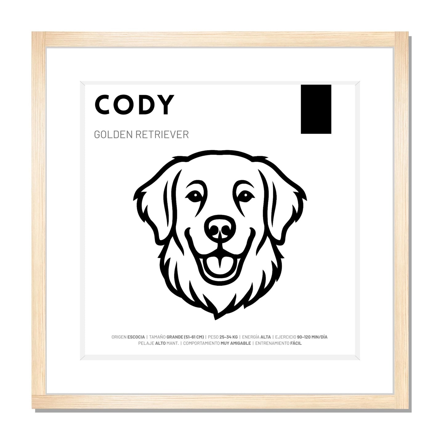 Golden Retriever — Cuadro de mascota personalizado