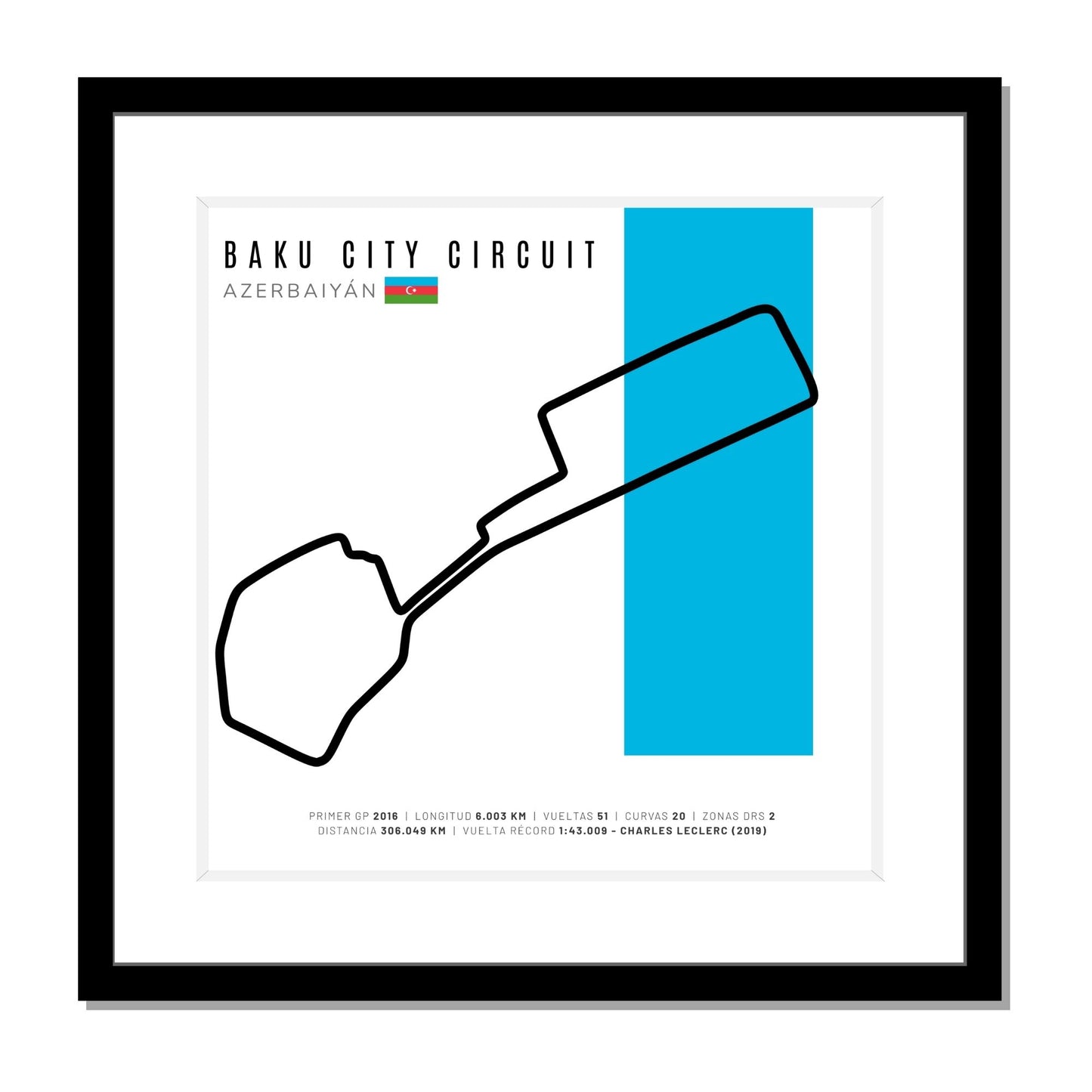 F1 - Circuito 3D Enmarcado | Baku City Circuit (Azerbaiyán)