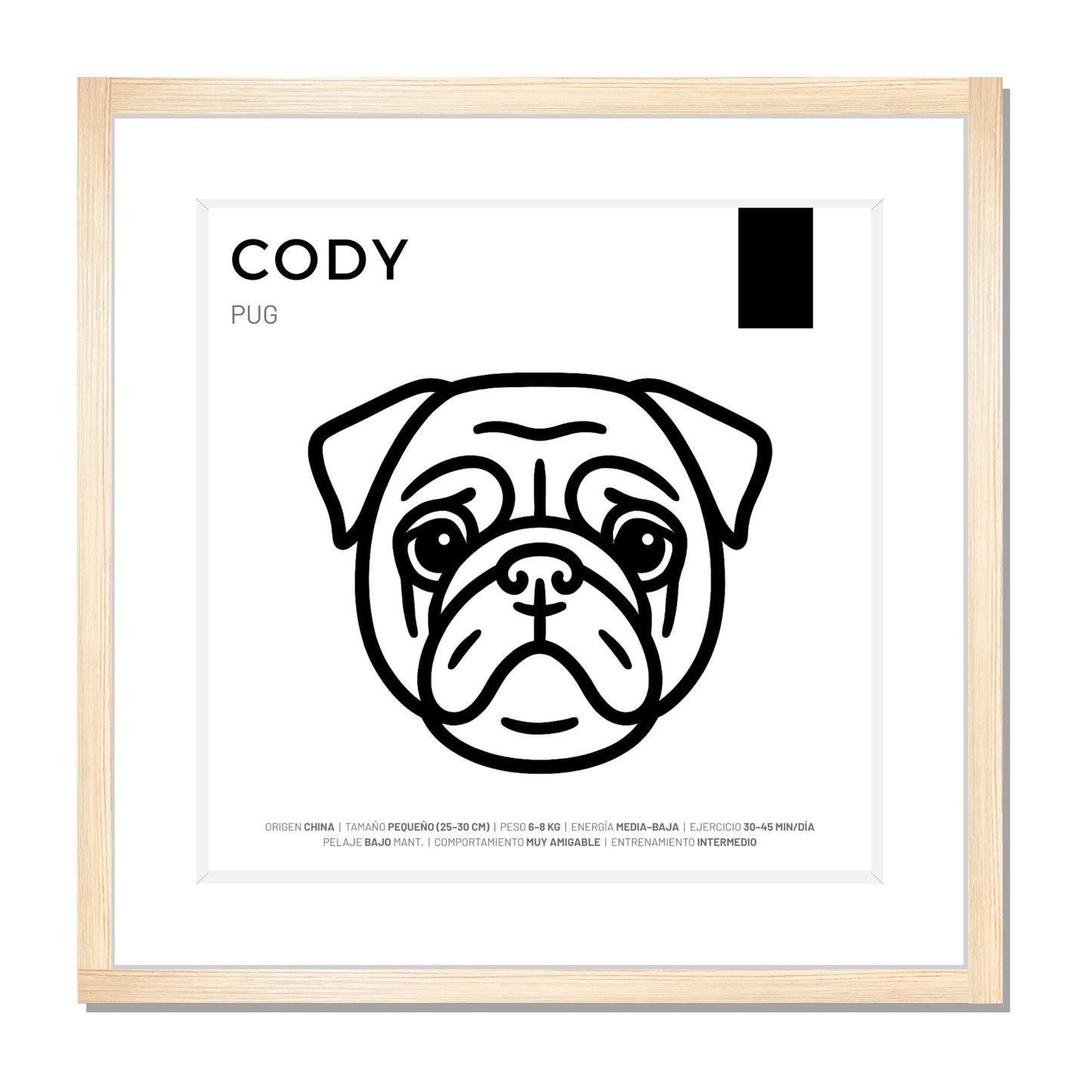 Pug — Cuadro de mascota personalizado