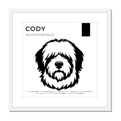 Viejo Pastor Inglés — Cuadro de mascota personalizado