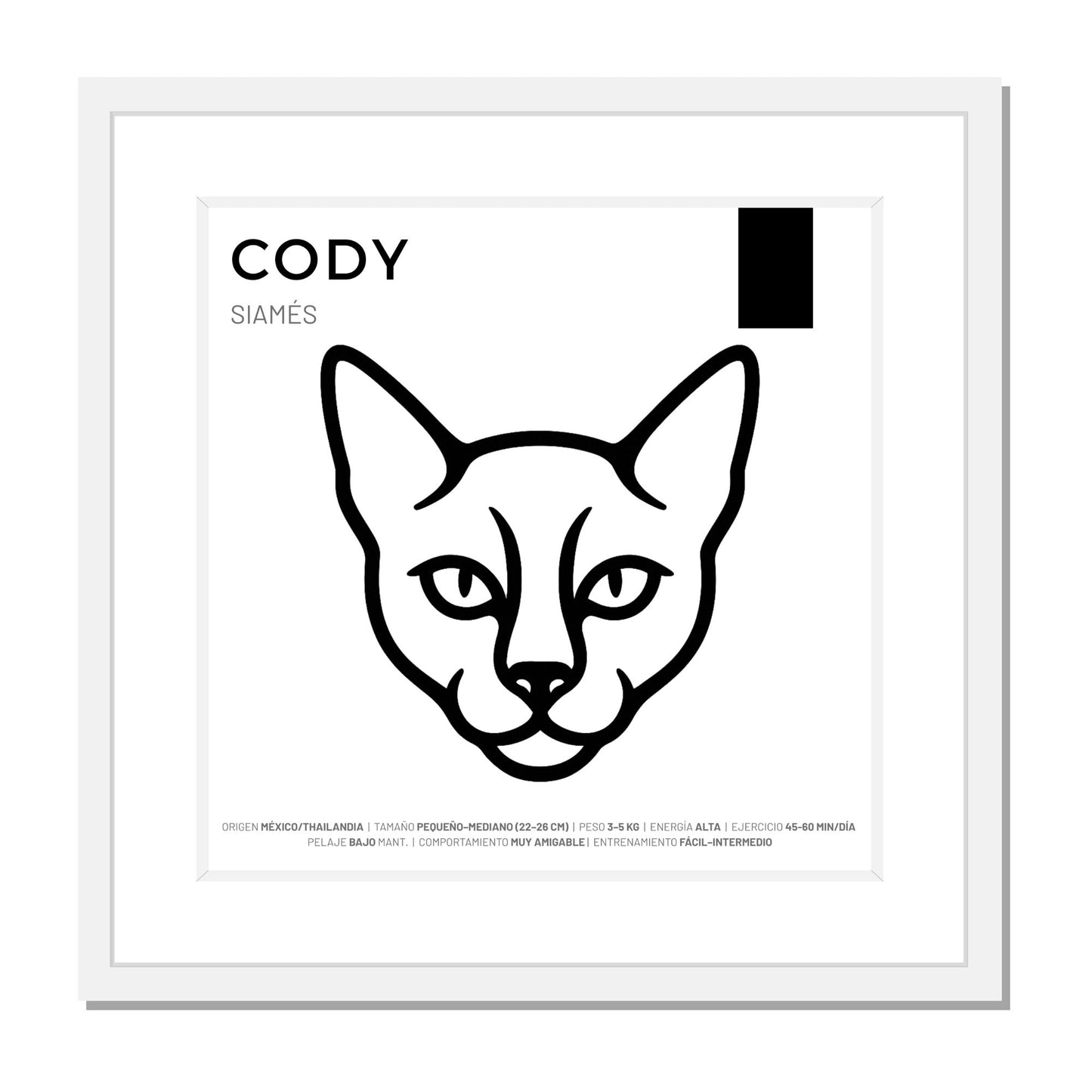 Siamés — Cuadro de mascota personalizado