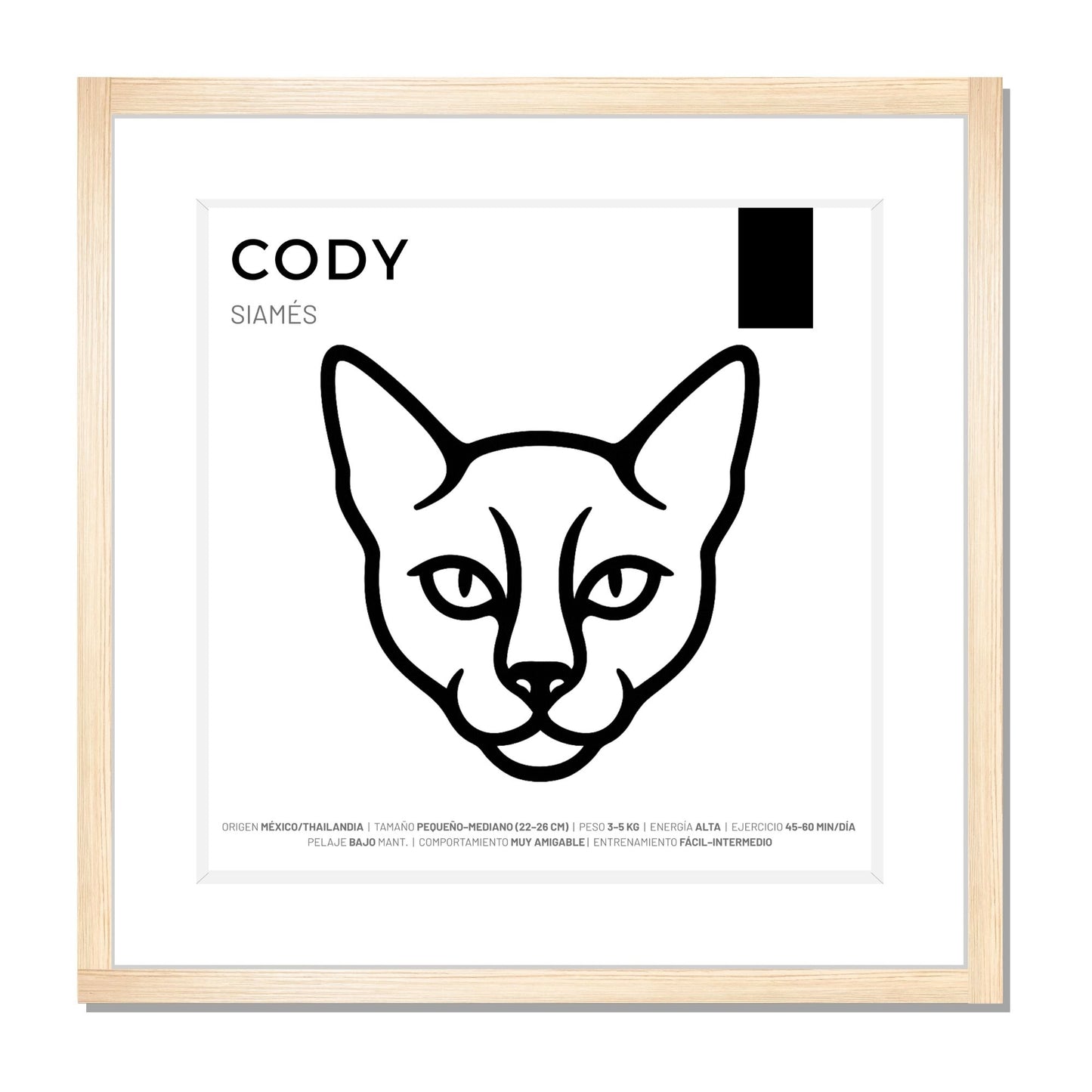 Siamés — Cuadro de mascota personalizado