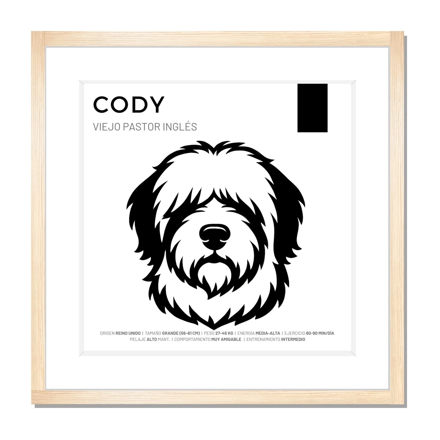 Viejo Pastor Inglés — Cuadro de mascota personalizado