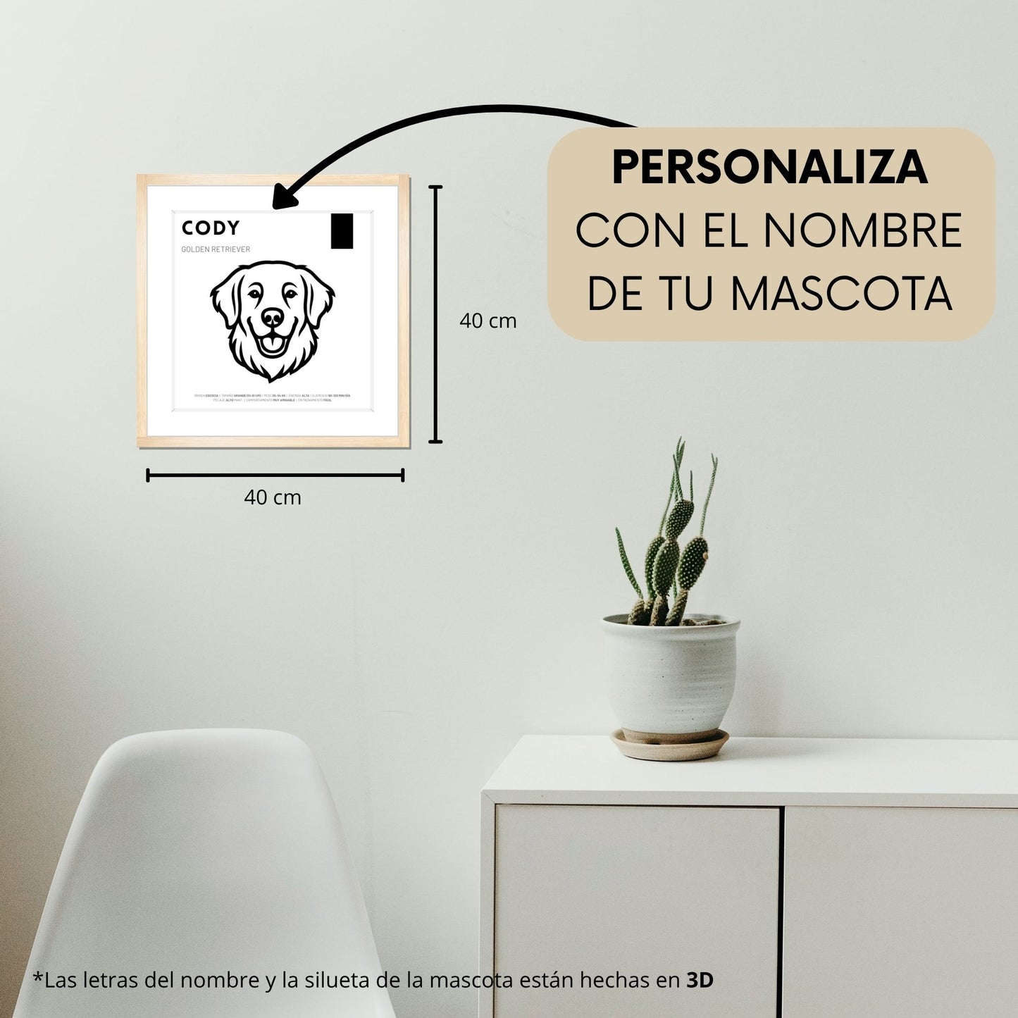 Golden Retriever — Cuadro de mascota personalizado