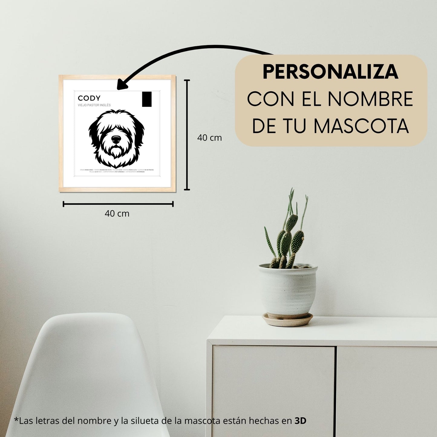 Viejo Pastor Inglés — Cuadro de mascota personalizado