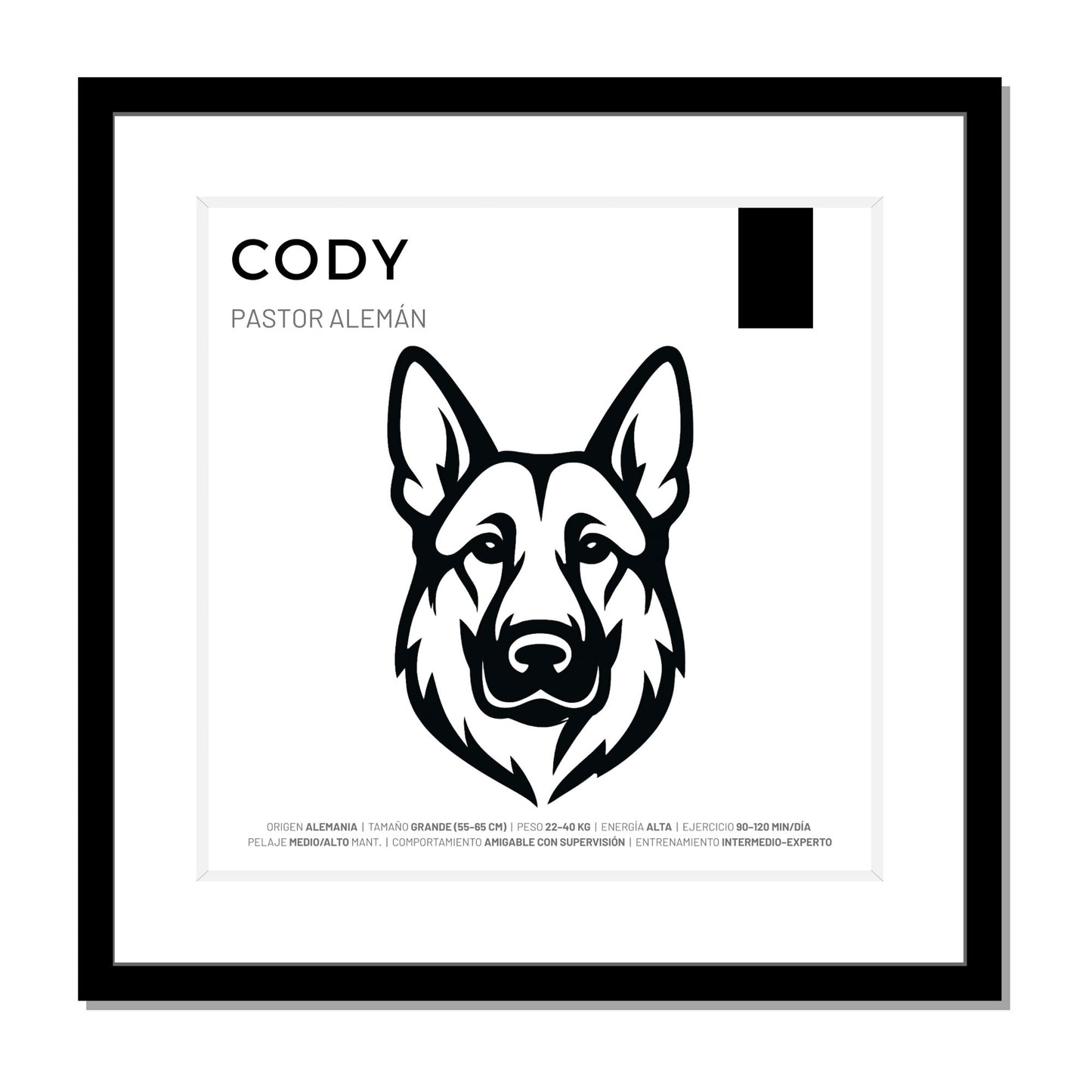 Pastor Alemán — Cuadro de mascota personalizado